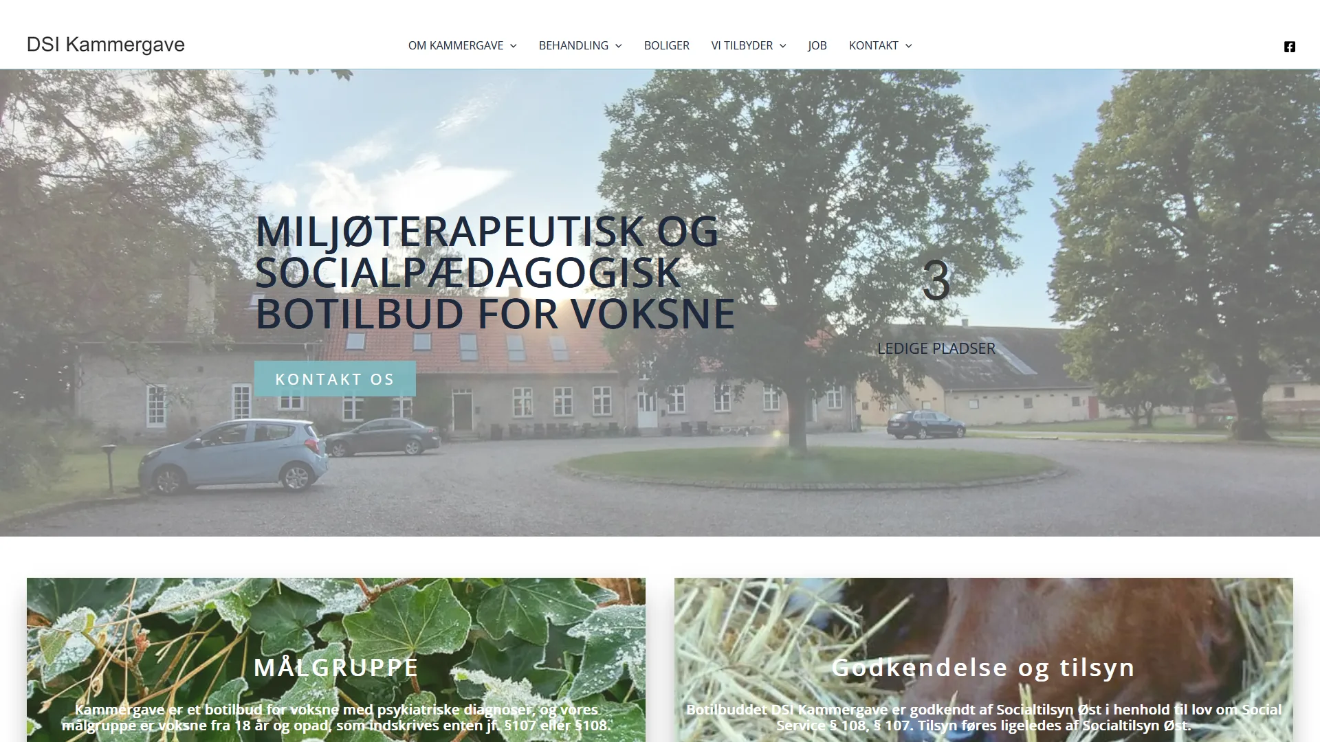 Kammergave er et miljøterapeutisk og socialpædagogisk botilbud for voksne. De har brugt WebsiteGo til at udarbejde en ny, forbedret hjemmeside, der er fremtidssikret og uafhængig af webhotel, webudvikler og leverandør. Har jeres botilbud også brug for en ny, flot hjemmeside, så kontakt Kristen på tlf. 3020 2692 eller på Email kristen@websitego.dk