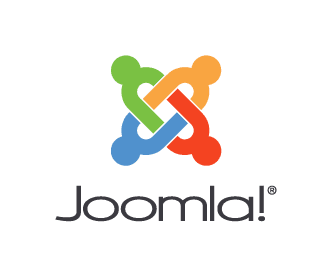 Billedet viser Joomla logoet i fire farver. Linket peger til joomla.com